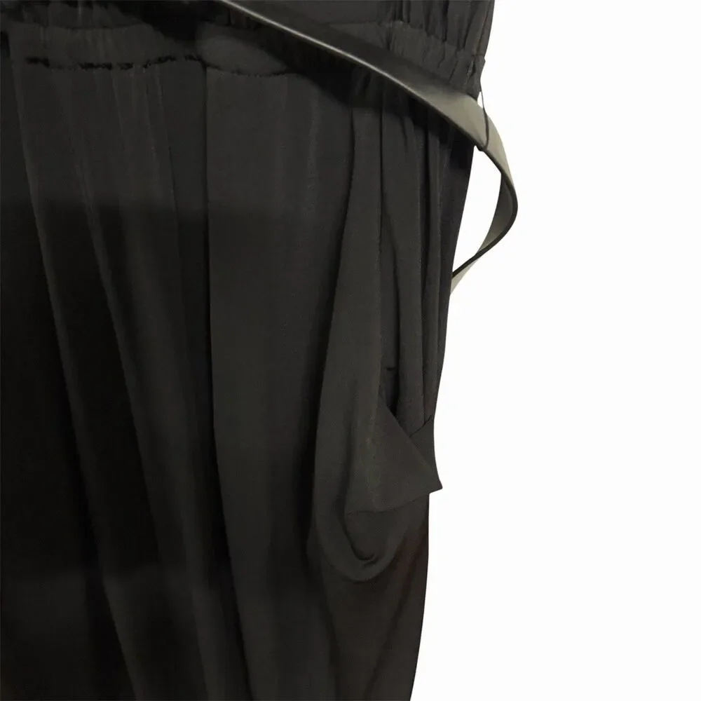 Michael Kors Women's Sz L Black Sleeveless V-Neck One-Piece Tapered Jumpsuit NWT
